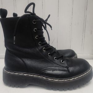 Sincerely Jules HARLEY Size 7.5 Black Leather Combat Boots